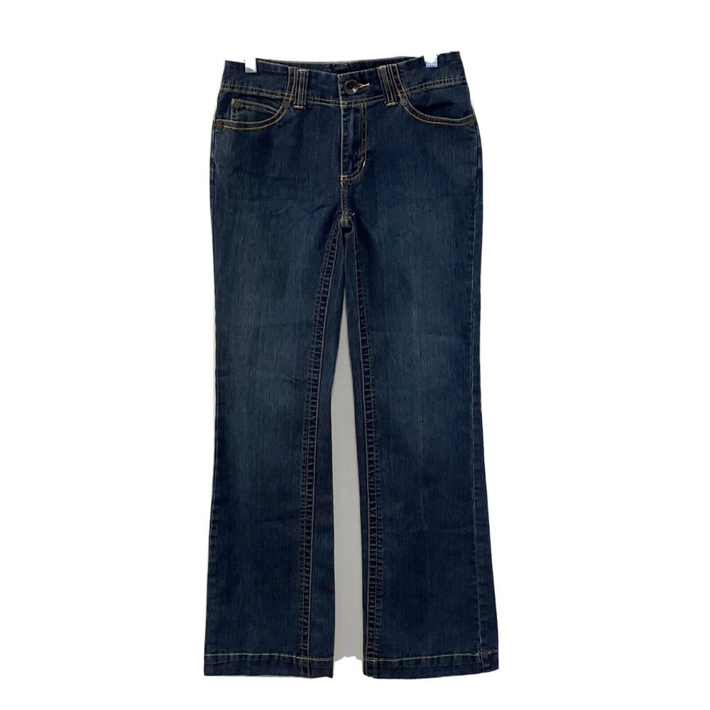 High Sierra Womens Flared Blue Denim Jeans Cotton Stretch Embroidered Size 4